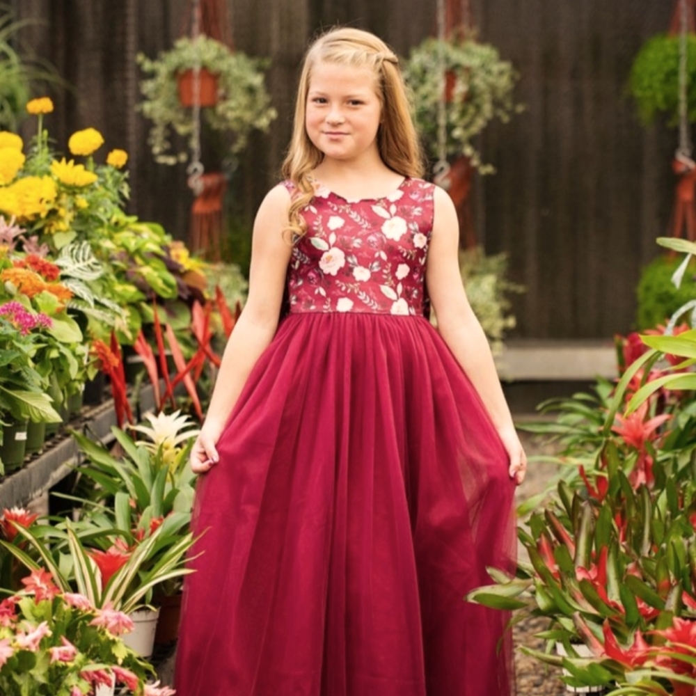 NWT Lovely Wine Floral Lucinda Gown - Just Couture